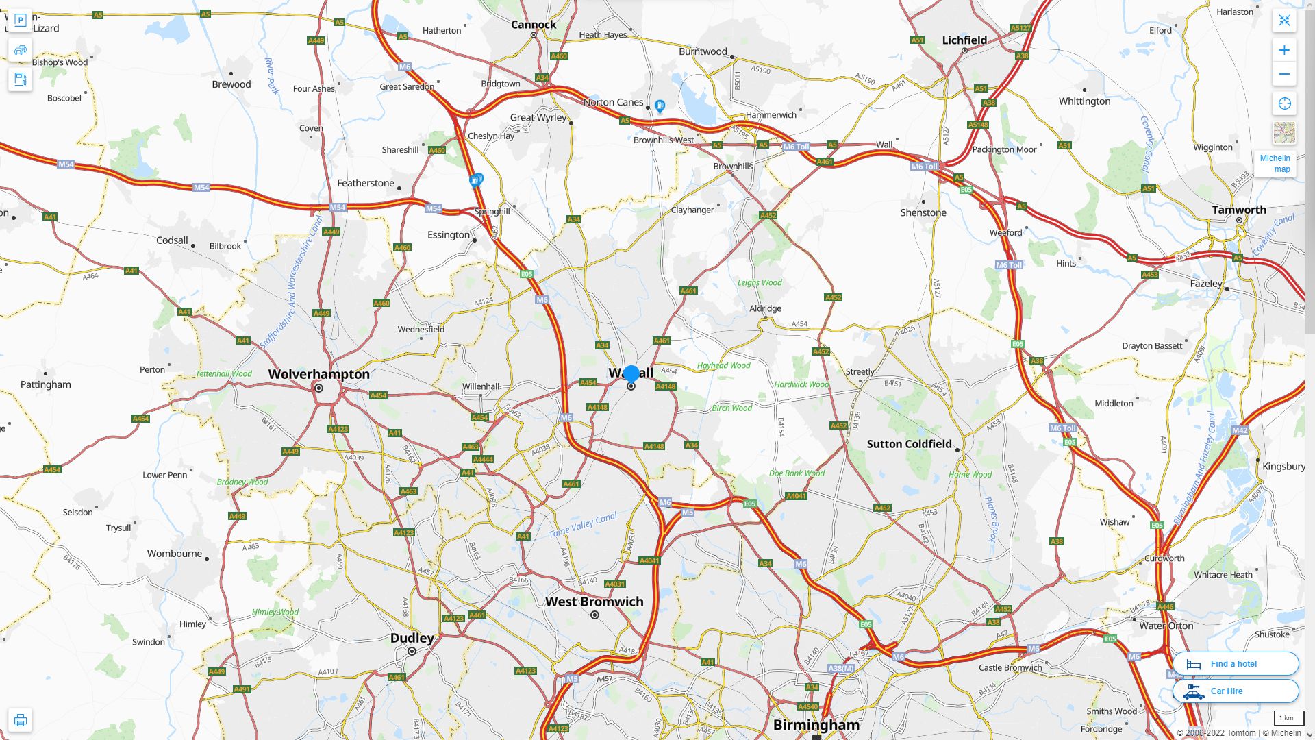 Walsall Royaume Uni Autoroute et carte routiere